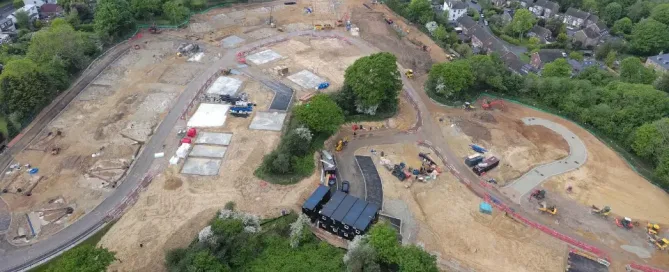 An aerial photo of the Blackfriars housing development in Battle