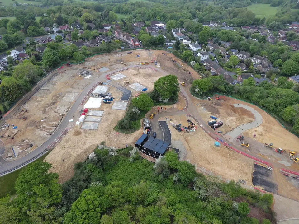 An aerial photo of the Blackfriars housing development in Battle