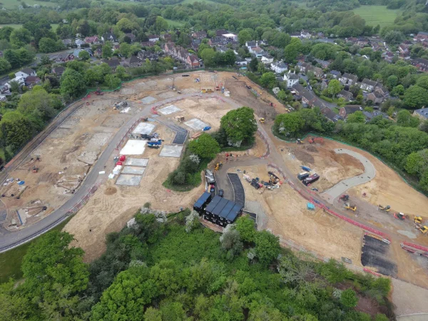 An aerial photo of the Blackfriars housing development in Battle